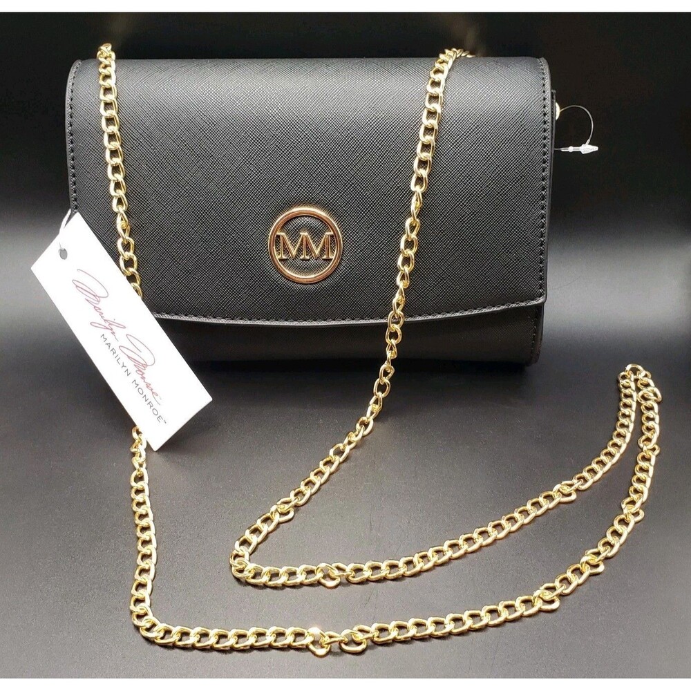 Marilyn Monroe Black Crossbody Purse~Clutch~ Detachable Gold Plated Chain 8x2x6!